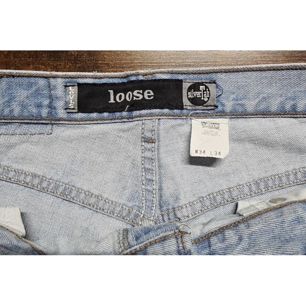 Levis Silver Tab Jeans Baggy Loose Fit 34x34 Light Wash Silvertab Made In USA
